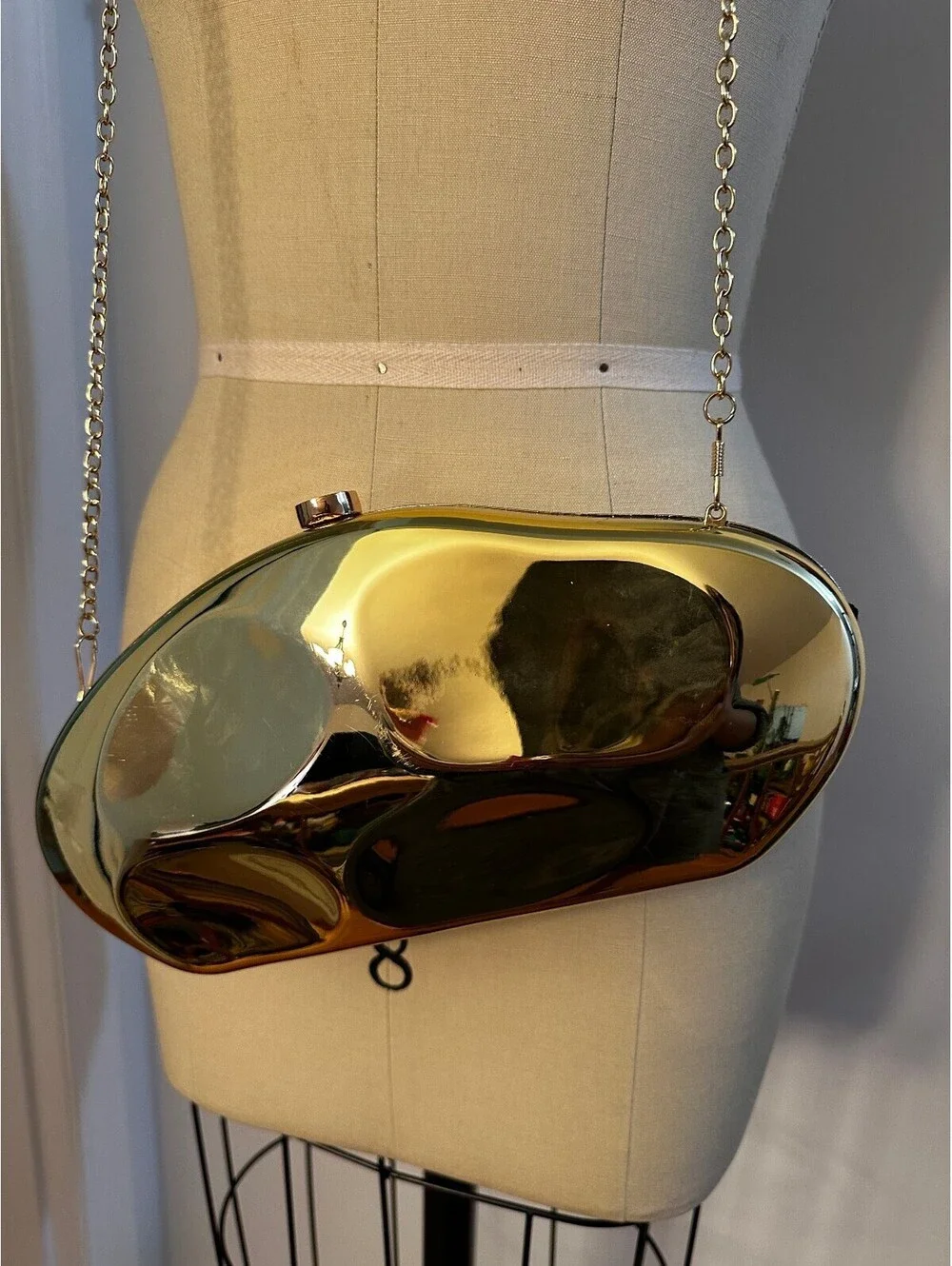 Metallic Gold Abstract Hard-Shell Acrylic Evening Clutch